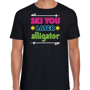 Apres ski t-shirt voor heren - ski you later alligator - zwart - wintersport