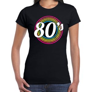 80s / eighties verkleed t-shirt zwart voor dames - 70s, 80s party verkleed outfit