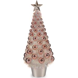Mini kunst kerstboom/kunstboom roze incl. kerstballen 37,5 cm kunststof