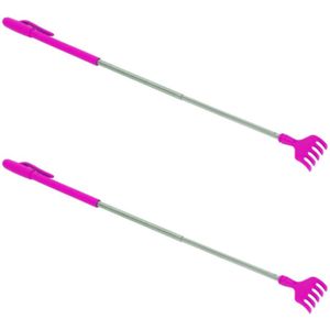 2x stuks stevige harken uitschuifbare ruggenkrabber 40 cm roze