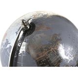 Wereldbol/globe op voet - kunststof - blauw/zilver - home decoratie artikel - D20 x H30 cm