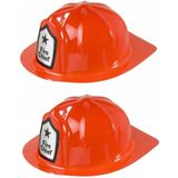 2x stuks rode brandweer verkleed helm