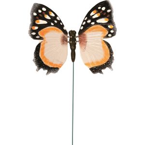 Metalen vlinder oranje 15 x 60 cm op steker