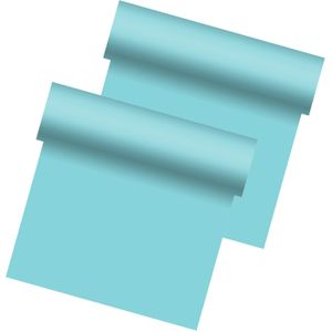 Duni tafelloper - 2x - papier - lichtblauw - 480 x 40 cm