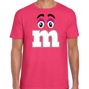 Verkleed t-shirt M voor heren - roze - carnaval/themafeest kostuum