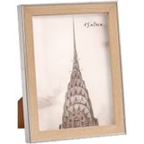 2x stuks kunststof fotolijst zilver met hout geschikt voor een foto van 15 x 20 cm