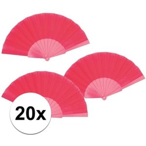 20 stuks Spaanse Handwaaiers fuchsia 23 cm