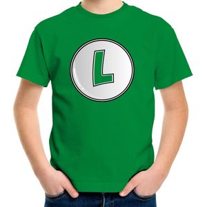 Game verkleed t-shirt voor kinderen - loodgieter Luigi - groen  - carnaval/themafeest kostuum