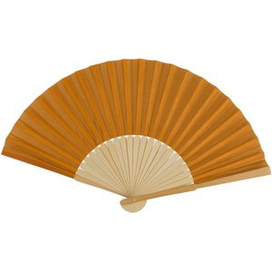 Spaanse handwaaier - pastelkleuren - cognac bruin - bamboe/papier - 21 cm