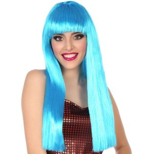 Verkleedpruik voor dames met lang stijl haar - Blauw - Carnaval/party