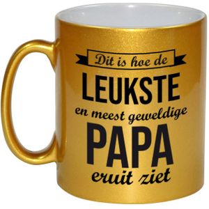 Gouden leukste en meest geweldige papa cadeau koffiemok / theebeker 330 ml