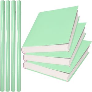 4x Rollen kadopapier / schoolboeken kaftpapier pastel groen 200 x 70 cm