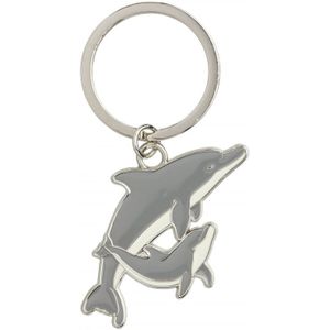 Metalen dolfijn sleutelhangers 5 cm