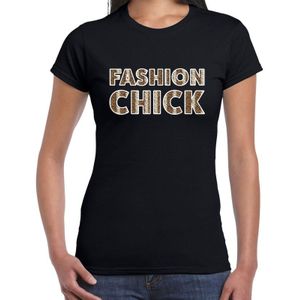 Fashion Chick slangen print tekst t-shirt zwart dames