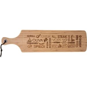 Tapas serveerplank met handvat rechthoek 59 x 15 cm van bamboe hout - Serveerplank - Broodplank