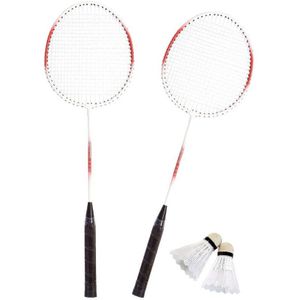 Badminton set rood/wit met 2 shuttles en opbergtas