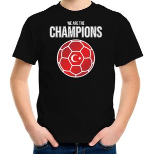 Turkije EK/ WK supporter t-shirt we are the champions met Turkse voetbal zwart kinderen