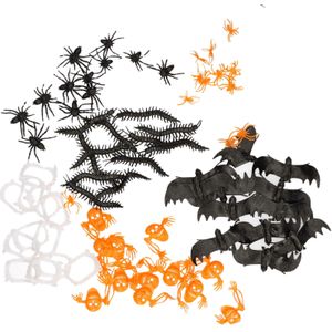 Nep beestjes mix -  72x stuks - zwart/oranje/wit - Horror/griezel thema traktatie decoratie