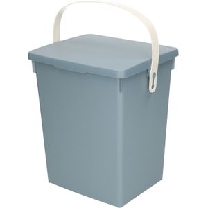 Excellent Houseware Gft afvalbakje voor aanrecht - 5,5L - klein - blauw - afsluitbaar - compostbakje