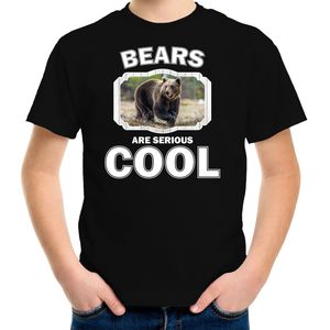 Dieren bruine beer t-shirt zwart kinderen - bears are cool shirt jongens en meisjes