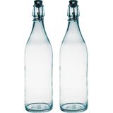 Bormioli Rocco beugelfles/weckfles - 2x - transparant - glas - 1 liter - Waterflessen/Karaffen