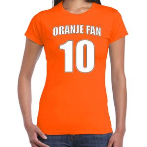 Oranje fan nummer 10 oranje t-shirt Holland / Nederland supporter EK/ WK voor dames