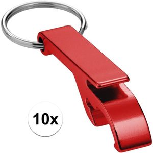 10x Flesopener sleutelhanger rood