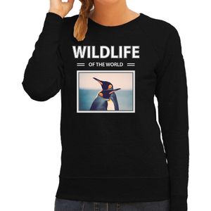 Pinguin sweater / trui met dieren foto wildlife of the world zwart voor dames