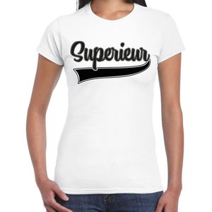Verkleed T-shirt voor dames - superieur - wit - foute party - carnaval