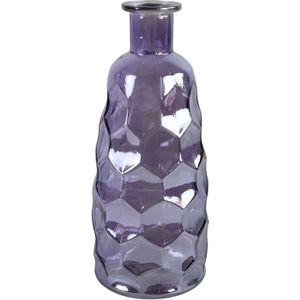 Countryfield Art Deco bloemenvaas - paars transparant - glas - fles vorm - D12 x H30 cm