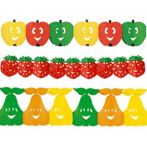 Gezond Fruit thema versiering thema slingers appel/aardbei/peer 3 meter per stuk