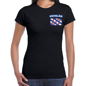 Fryslan t-shirt met vlag Friesland zwart op borst voor dames