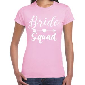 Vrijgezellenfeest T-shirt voor dames - Bride Squad - licht roze - trouwen/bruiloft