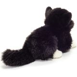 Knuffeldier kat/poes - zachte pluche stof - premium kwaliteit knuffels - zwart/wit - 20 cm