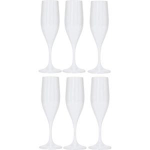 Juypal Champagneglas - 6x - wit - kunststof - 150 ml - herbruikbaar
