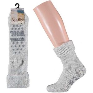 Wollen huis sokken anti-slip voor meisjes grijs maat 23-26