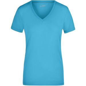 James Nicholson t-shirt v-hals - dames - turquoise blauw - stretch - katoen elasthan