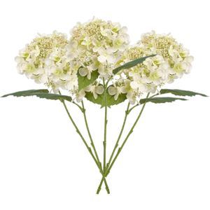Emerald Kunstbloem hortensia tak - 5x - 50 cm - wit - kunst zijdebloem - Hydrangea - decoratie bloem