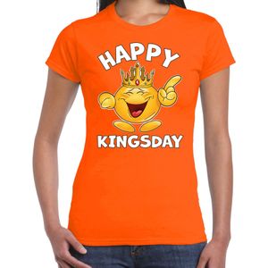 Koningsdag T-shirt voor dames - happy kingsday - oranje - feestkleding