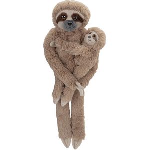 Pluche Dieren Knuffels Hangende Luiaard met Baby van 48 cm - Knuffeldieren Speelgoed