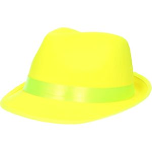 Carnaval verkleed hoed - neon geel - feestkleding - pet - volwassenen