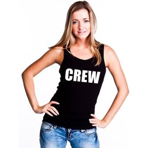 Crew tekst singlet shirt/ tanktop zwart dames
