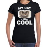 Britse korthaar katten / poezen t-shirt my cat is serious cool zwart voor dames