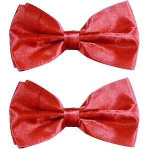 Carnaval verkleed vlinderstrikje zijdeglans - 2x - rood - polyester - heren/dames