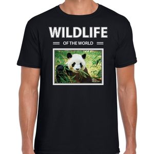 Panda t-shirt met dieren foto wildlife of the world zwart voor heren