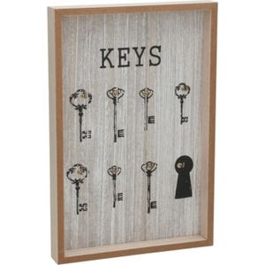 Gerimport Sleutelkast - hout - met print - home decoratie - L30 x B20 cm