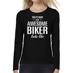 Awesome biker / motorrijdster cadeau t-shirt long sleeves dames