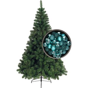 Bellatio Decorations kunst kerstboom 180 cm met kerstballen turquoise blauw