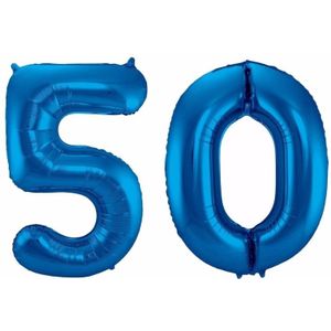 Cijfer 50 ballon blauw 86 cm