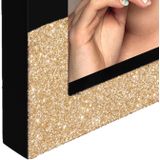 2x stuks houten fotolijst zwart met gouden glitters geschikt voor een foto van 10 x 15 cm